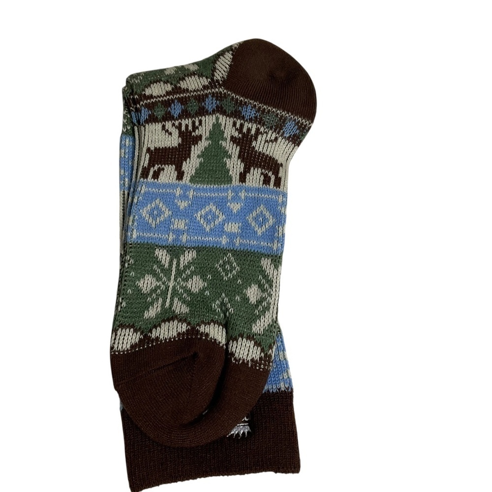 NWOT Deer Forest Cabin Crew Socks 9” Cozy Winter Lodge Nature Core - Picture 4 of 6